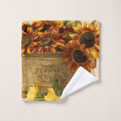 Orange Sonnenblumen im Zinn-Korb Badhandtuch Set (Waschlappen)