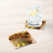 Orange Sonnenblumen im Zinn-Korb Rechteckiger Pappuntersetzer (Vor Ort)