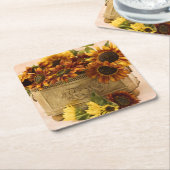 Orange Sonnenblumen im Zinn-Korb Rechteckiger Pappuntersetzer (angewinkelt)