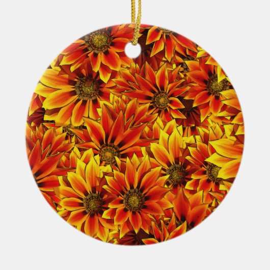 Orange Sonnenblumen Keramik Ornament (Vorne)