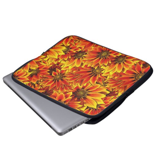 Orange Sonnenblumen Laptopschutzhülle (Vorne Knopf)