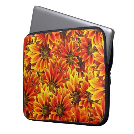 Orange Sonnenblumen Laptopschutzhülle (Vorderseite Links)