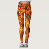Orange Sonnenblumen Leggings (Vorderseite)