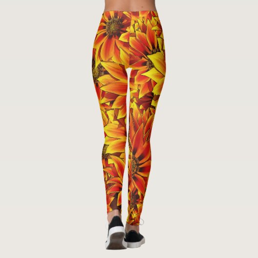 Orange Sonnenblumen Leggings (Rückseite)