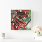 Orange Sonnenblumenblättern Natur Quadratische Wanduhr (Zuhause)