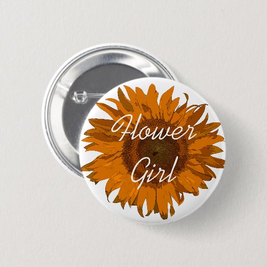 Orange Sonnenblumenblume Mädchen Button (Vorne & Hinten)