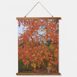 Orange Sourwood Blätter Botanical Wandteppich Mit Holzrahmen