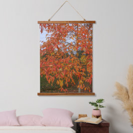 Orange Sourwood Blätter Botanical Wandteppich Mit Holzrahmen