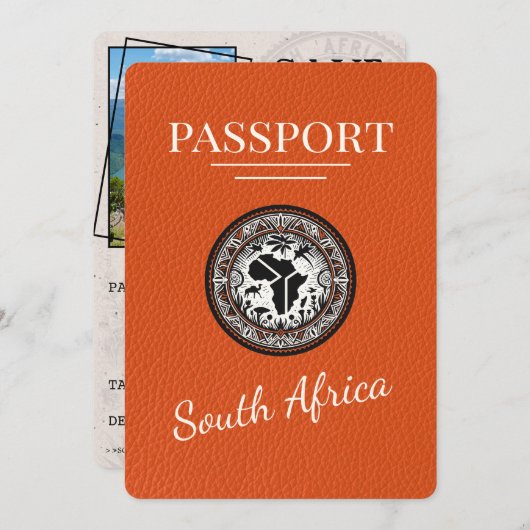 Orange South Africa Passport Save The Date (Vorne/Hinten)