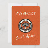 Orange South Africa Passport Wedding Einladung (Rückseite)