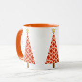 Orange Southwestern Pattern Weihnachtsbaum Tasse (Vorderseite Links)