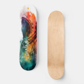 Orange Spaceman Thema Skateboard (Vorderseite)