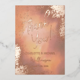 Orange Sparkle Foto Overlay Wedding Vielen Dank Folieneinladung