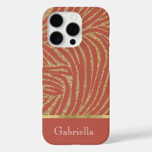 Orange Spice Gold Glitzer Zebra Case-Mate iPhone Hülle (Rückseite)