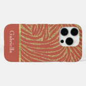 Orange Spice Gold Glitzer Zebra Case-Mate iPhone Hülle (Rückseite (Horizontal))