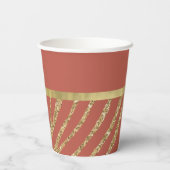 Orange Spice Gold Glitzer Zebra Pappbecher (Rückseite)