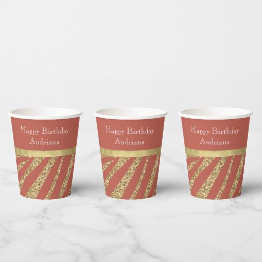Orange Spice Gold Glitzer Zebra Pappbecher (Multi)
