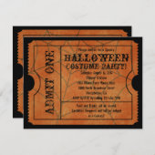 Orange Spider Web Vintag Halloween Ticket Einladung (Vorne/Hinten)