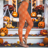 Orange Spider Webmuster Halloween Leggings