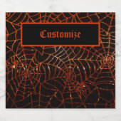 Orange Spider Webs Alkoholflaschenetikett (Einzelnes Label)