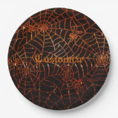 Orange Spider Webs Pappteller (Vorderseite)