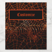 Orange Spider Webs Weinetikett (Einzelnes Label)