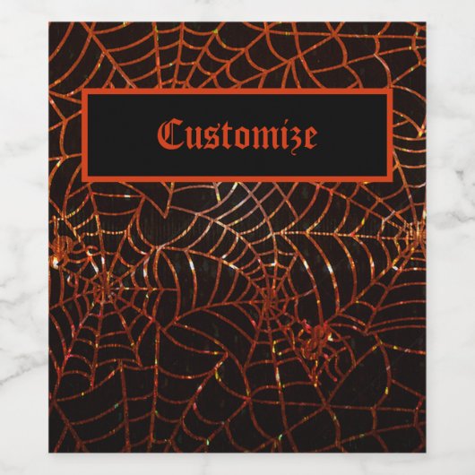 Orange Spider Webs Weinetikett (Einzelnes Label)