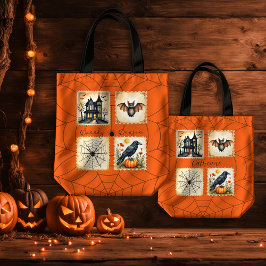 Orange Spiderweb Spooky Jahreszeit Tasche