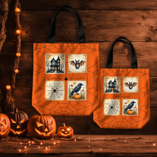 Orange Spiderweb Spooky Jahreszeit Tasche