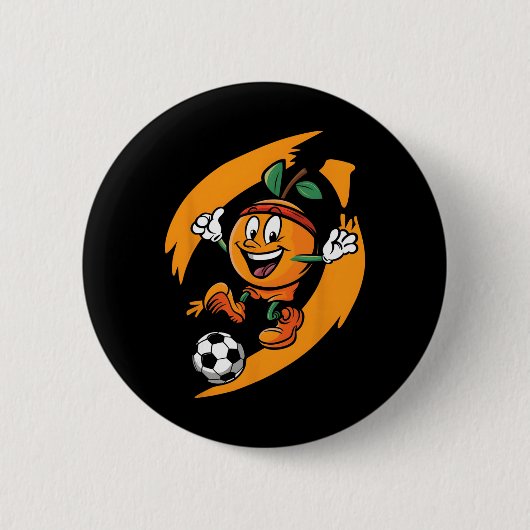 Orange spielt Fußball  Button (Vorderseite)