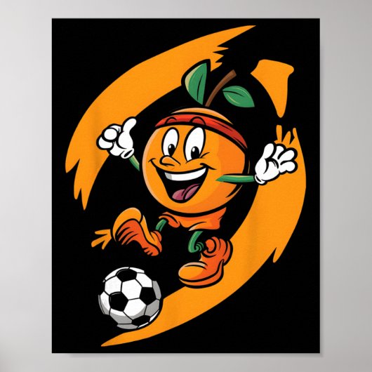 Orange spielt Fußball Poster (Vorne)