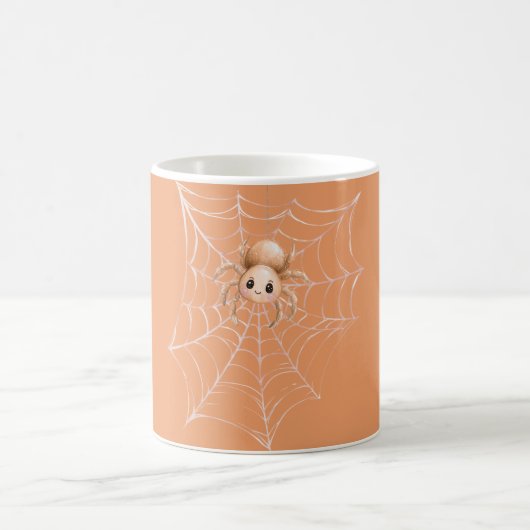 Orange Spinne im Netz Kaffeetasse (Mittel)
