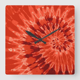 Orange Spiral Gefärbte Krawatte Clock Quadratische Wanduhr