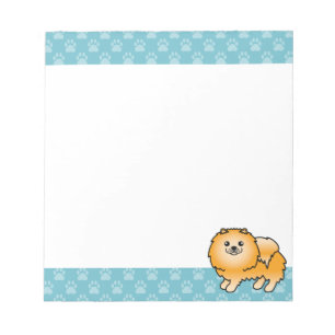Orange Spitz Dog Cartoon Illustration Notizblock
