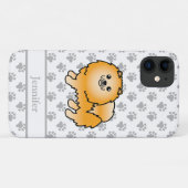 Orange Spitz Niedlich Cartoon Dog & Name Case-Mate iPhone Hülle (Rückseite (Horizontal))