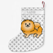 Orange Spitz Niedlich Cartoon Dog & Name Kleiner Weihnachtsstrumpf (Rückseite)