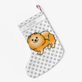 Orange Spitz Niedlich Cartoon Dog & Name Kleiner Weihnachtsstrumpf (Rückseite (Hängend))