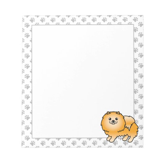 Orange Spitz Niedlich Cartoon Dog Notizblock (Vorderseite)