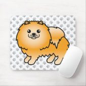 Orange Spitz Niedlich Cartoon Dog & Paws Mousepad (Mit Mouse)