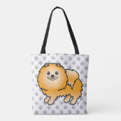 Orange Spitz Niedlich Cartoon Dog & Paws Tasche (Rückseite)