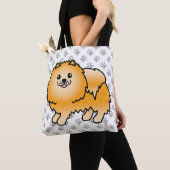 Orange Spitz Niedlich Cartoon Dog & Paws Tasche (Von Nahem)