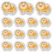 Orange Spitz Niedlich Cartoon Hunde Aufkleber (Vorderseite)