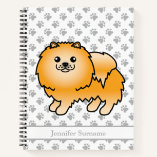 Orange Spitz Niedlicher Cartoon Dog & Benutzerdefi Notizblock