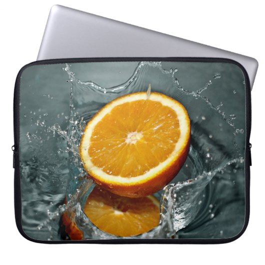 Orange Splash Notebook-Ärmel Laptopschutzhülle (Vorderseite)