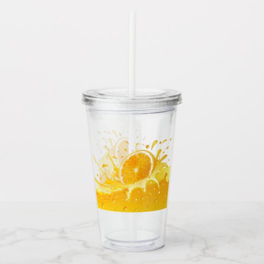 Orange Splash & Orange Slice Acrylic Tumbler Acryltrinkbecher (Vorderseite)