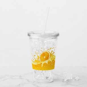 Orange Splash & Orange Slice Acrylic Tumbler Acryltrinkbecher