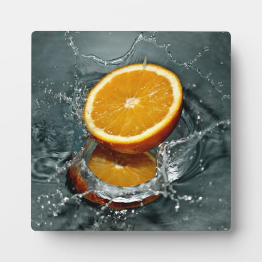 Orange-Splash-Plakette Fotoplatte (Vorderseite)