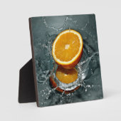 Orange-Splash-Plakette Fotoplatte (Vorderseite)