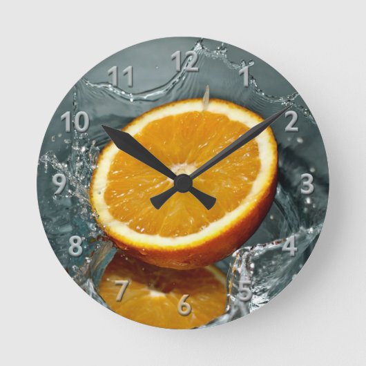 Orange Splash Wanduhr (Vorderseite)