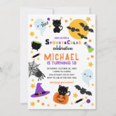 Orange Spooktacular Halloween Geburtstag Einladung (Vorderseite)